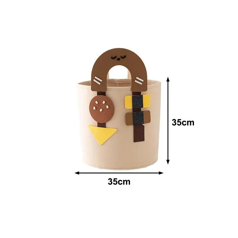 panier rangement pliable créatif motifs souriants poignées détachables gris marron rose enfantin
