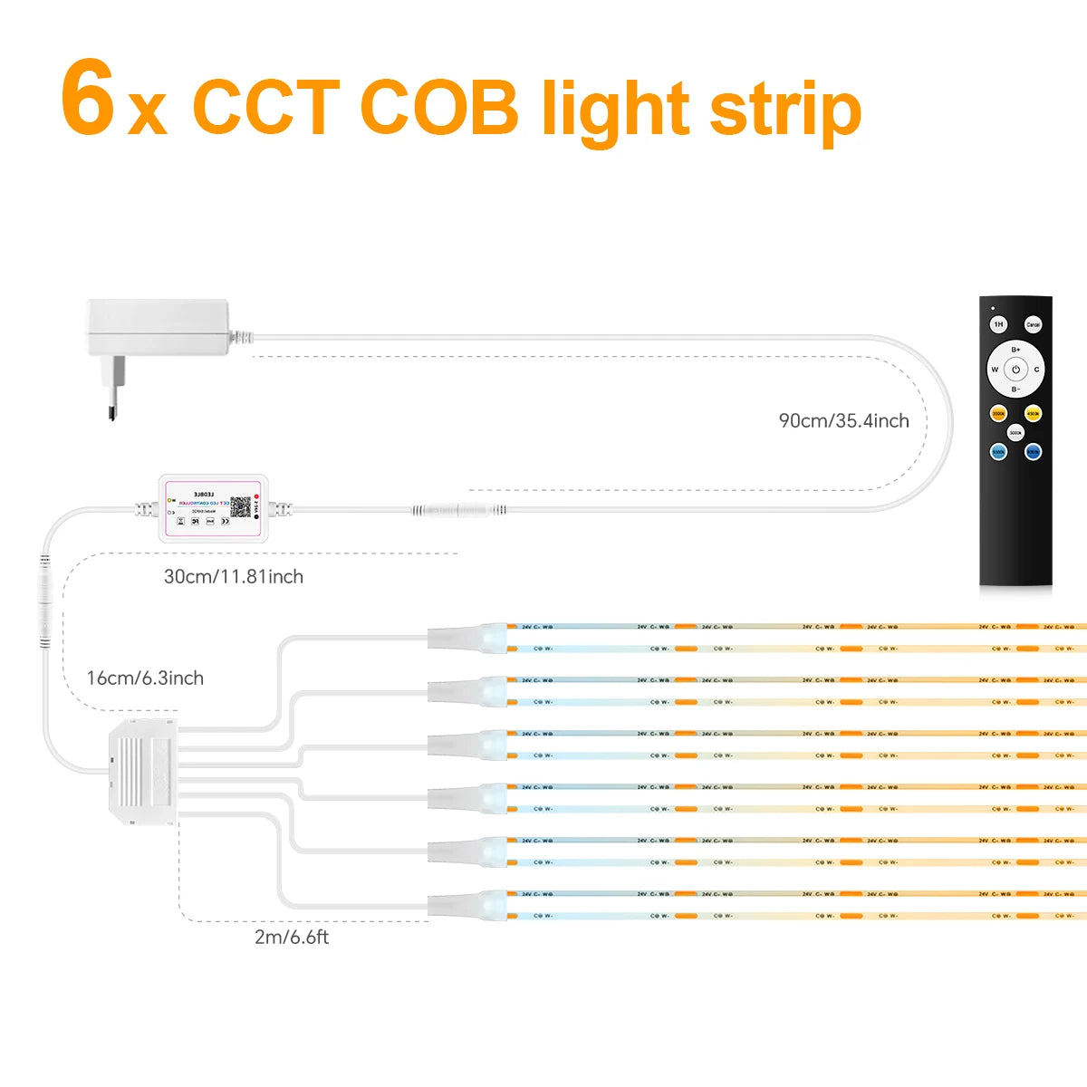 ruban led flexible blanc moderne adhésif contrôleur bluetooth télécommande adaptateur 24v 3500k 6000k