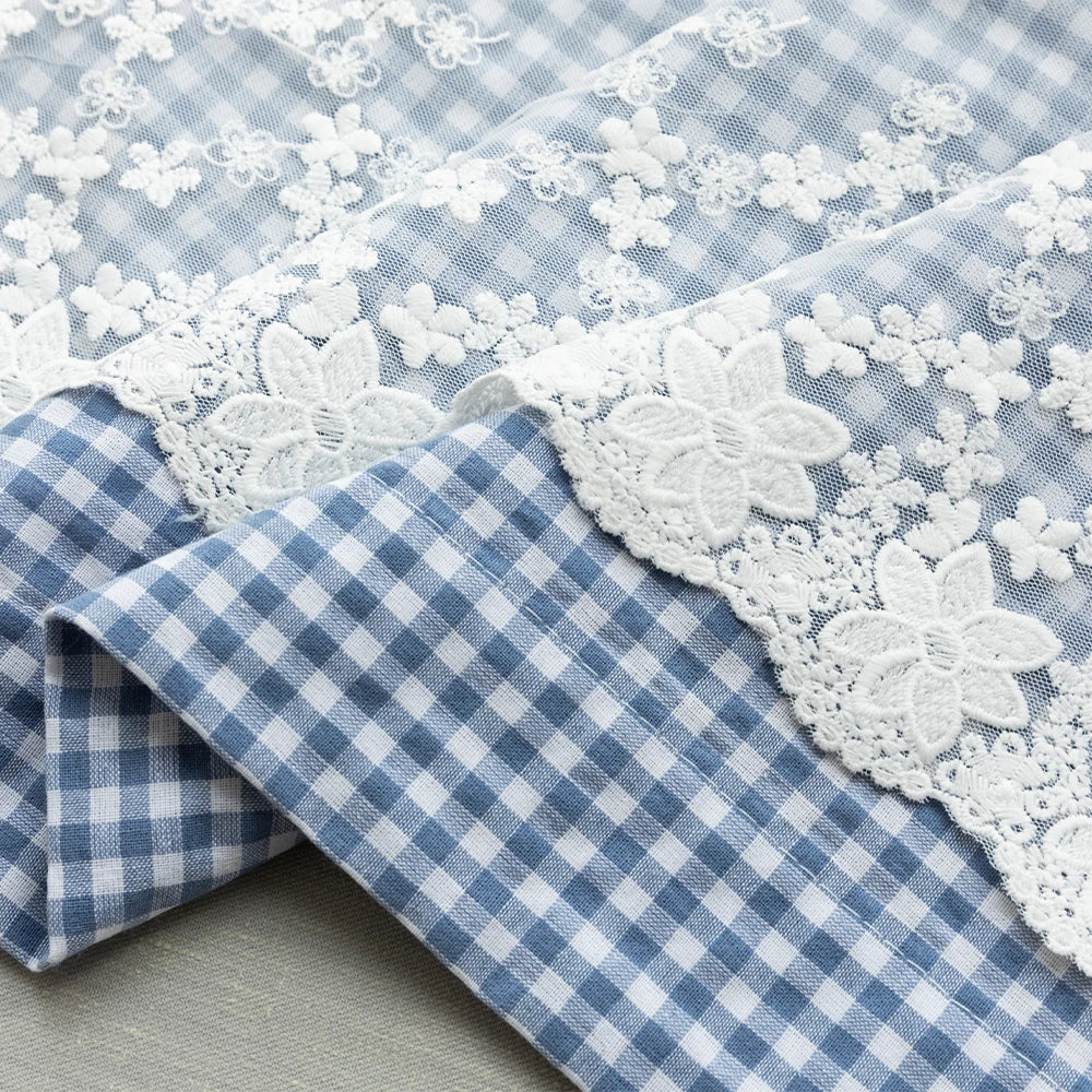 rideau valance gingham dentelle bleu blanc rose blanc noir blanc gris blanc rustique vintage