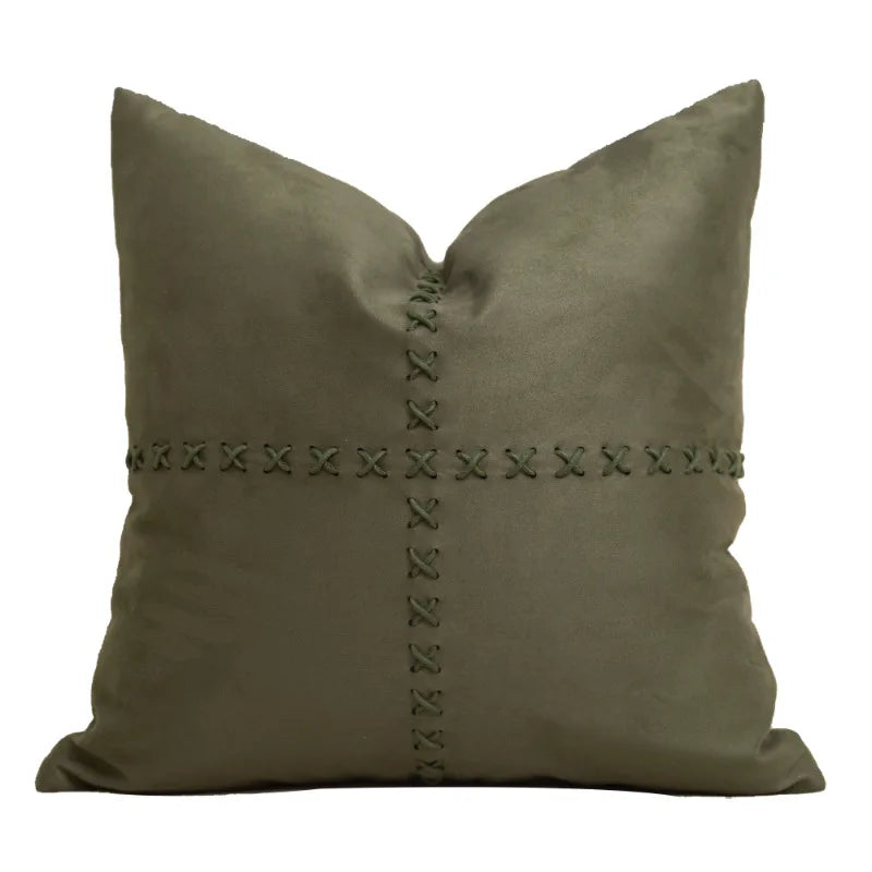 coussin décoratif géométrique vert beige blanc contemporain salon lit voiture 45x45cm