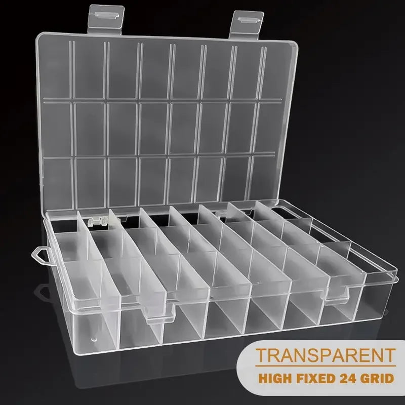 boîte rangement transparente 24 compartiments modernes bijoux organisation pratique anneaux suspendus