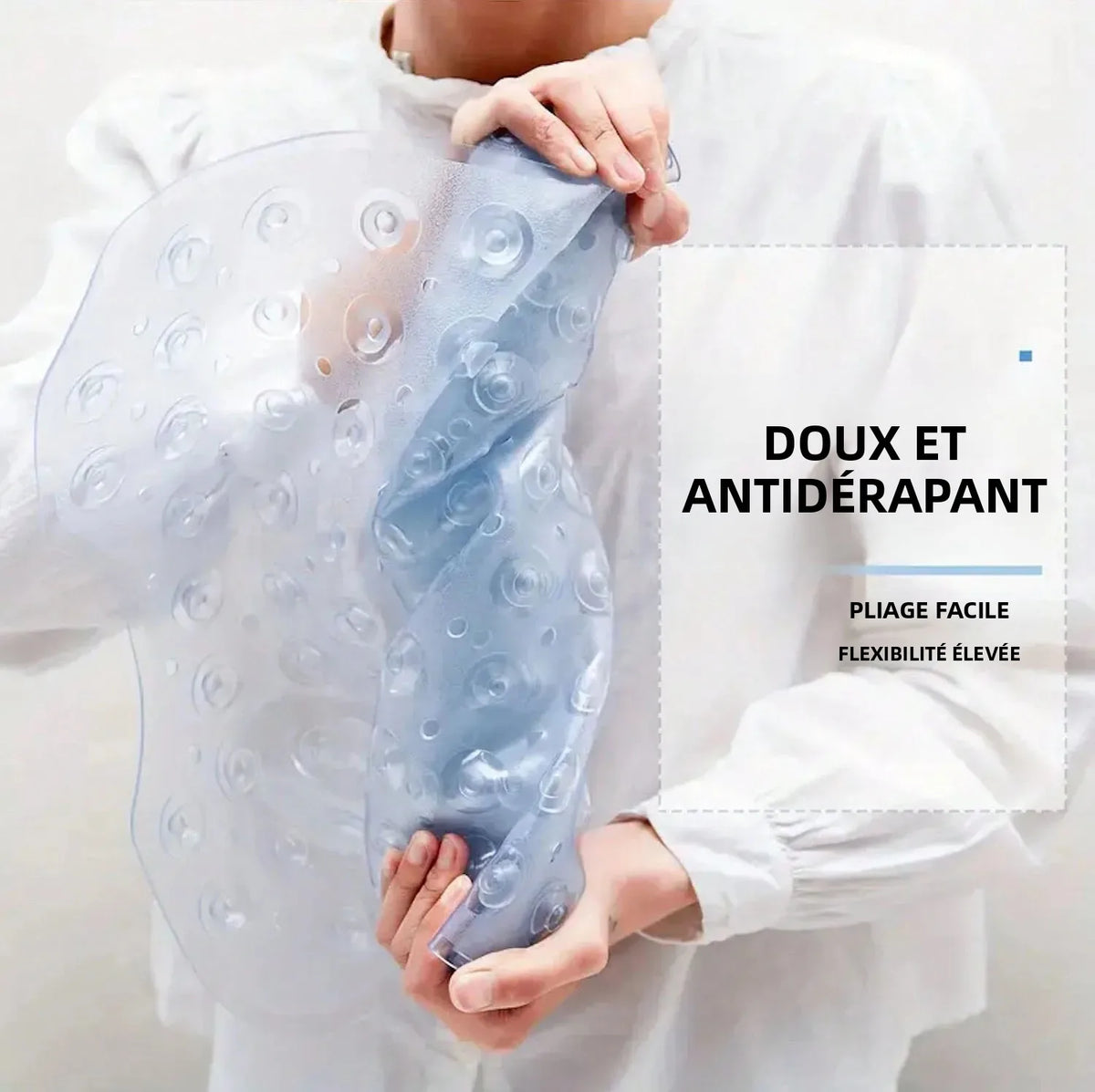 tapis bain moderne transparent perforations ventouses antidérapant doux salle bain