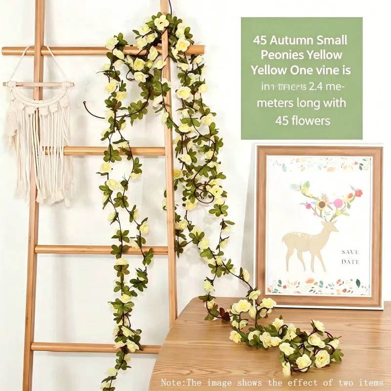 guirlande artificielle roses blanches vertes mariage décoration intérieure diy fleurs feuilles adhésif floral