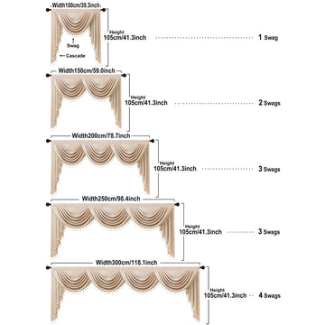 rideau polyester beige clair classique opacique 105cm largeur variable decoration fenetre cuisine salon