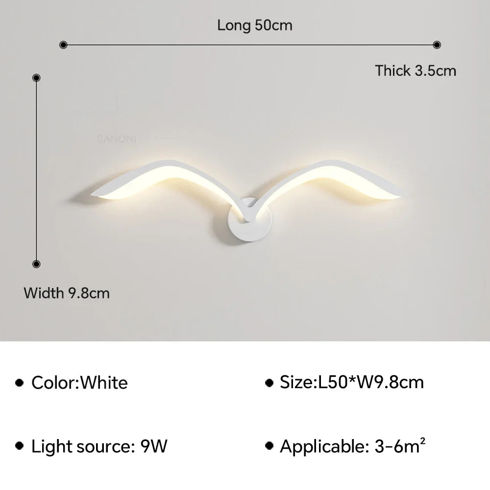 applique murale moderne oiseau blanc marron lumiere led fixation murale minimaliste deco chambre salon