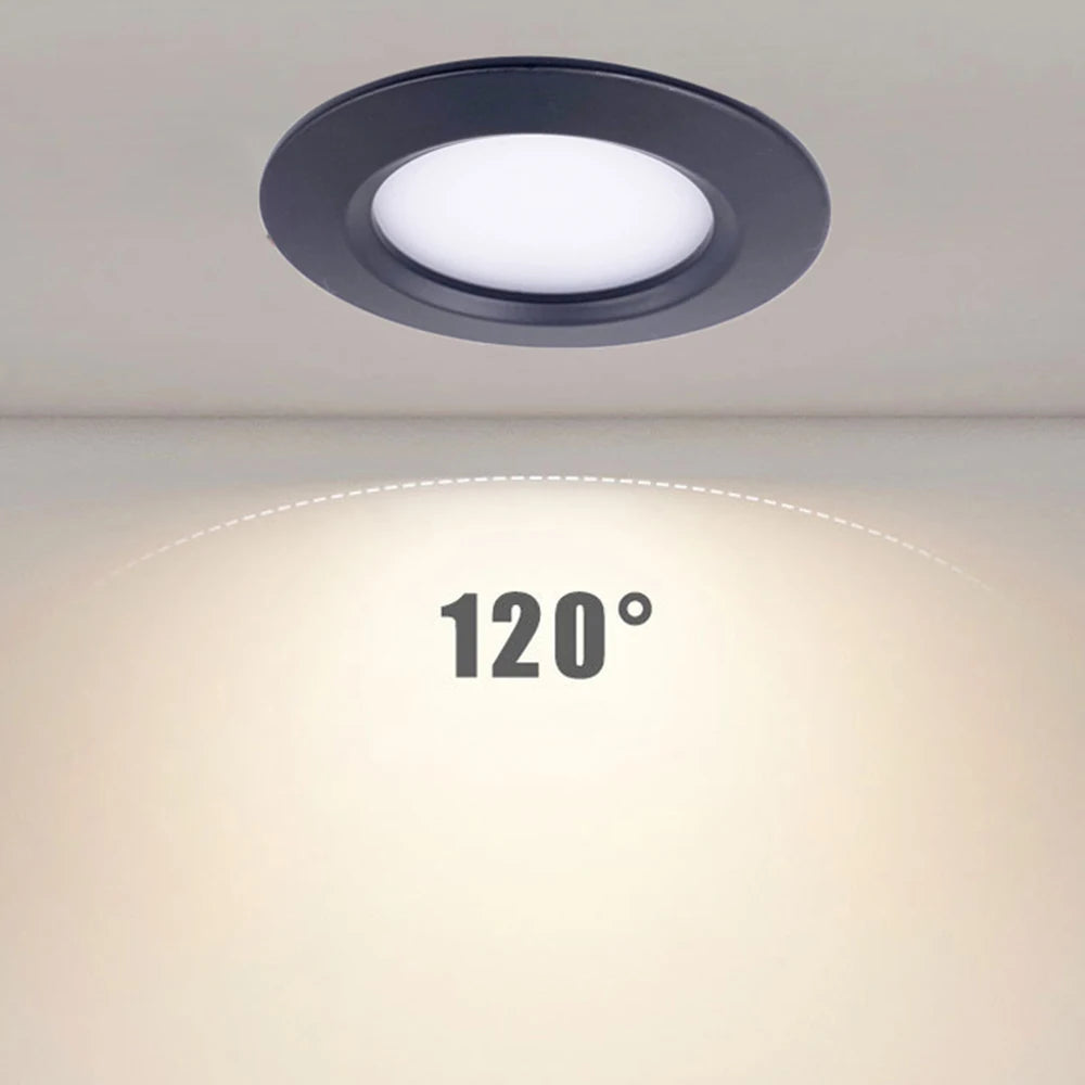 Spot LED moderne 3W noir blanc argent 68x55mm vis fixe 12V 24V