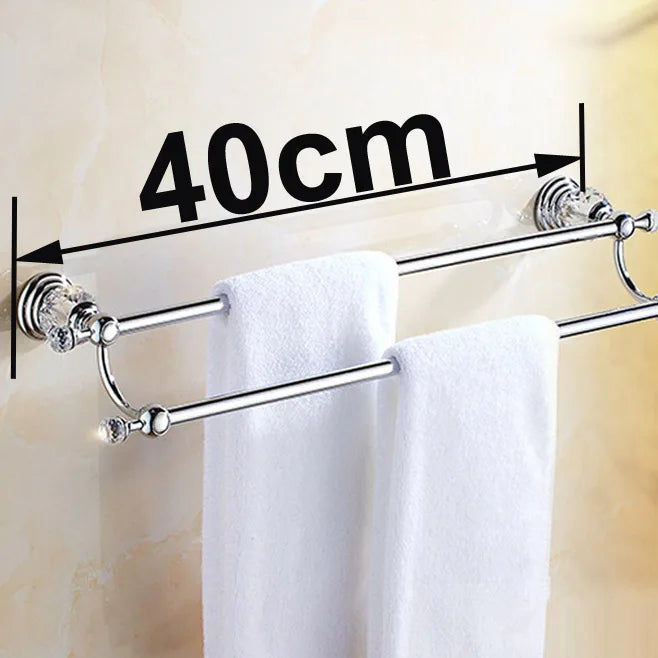 porte serviettes mural or cristal rondelles classique vis invisibles double barres 615mm