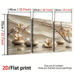 tableaux zen minimaliste fleurs blanches branches pierres eau sable cadre miroir toile impression chambre