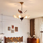 lampe suspendue blanche dorée fleurs classique salon chambre lumière led neutre chaleureuse