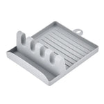 support cuisine multifonctionnel gris vert blanc moderne rainures cuillères fourchettes spatules