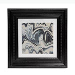 tableau moderne abstrait noir beige gris blanc marbré taches cadre toile salon décoration