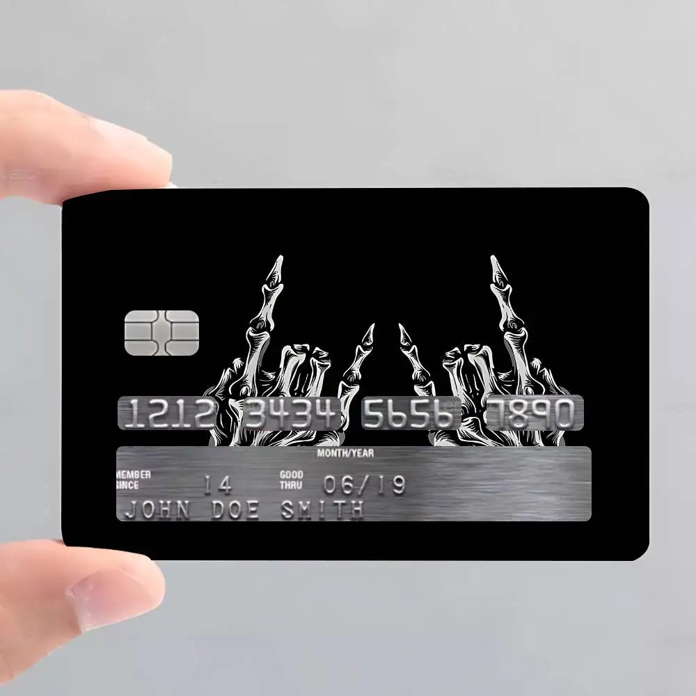 autocollants carte credit main squelette coeur graphique résistants rayures imperméables pack pièces adhésifs étanches
