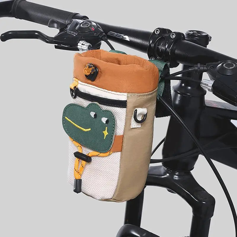 sacoches vélo guidon sangles élastiques ours grenouille patches couleurs ludiques enfants
