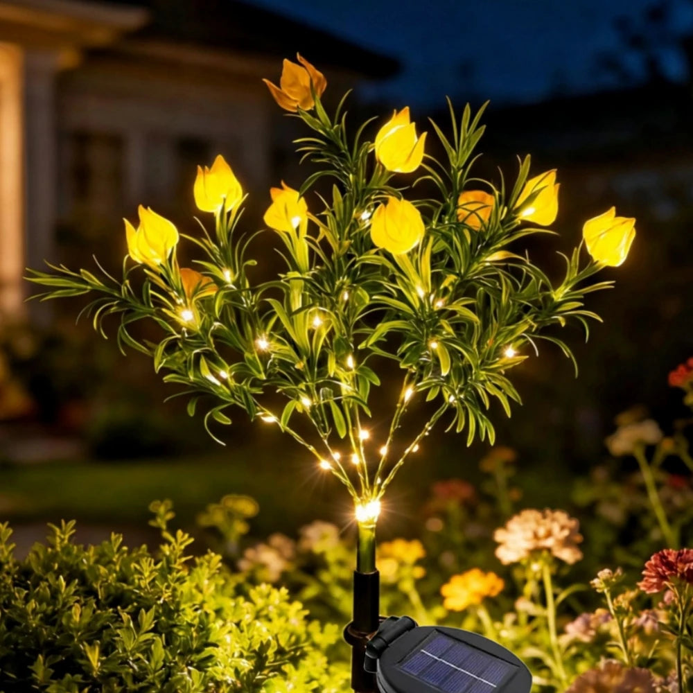 éclairage extérieur solaire plante verte lumineuse fleurs artificielles moderne blanc rose jaune