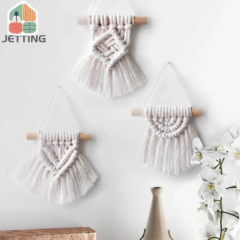 décoration bohème macramé tressé main artisanal couleur beige clair