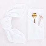 serviettes plissées coton marron rose bleu rouge minimalistes clips dorés mariage fête famille