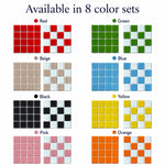 coasters verre résistant chaleur carreaux géométriques couleur rouge vert beige bleu noir jaune rose