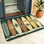 tapis extérieur moderne vintage surf bleu orange motif hippocampe ananas plage
