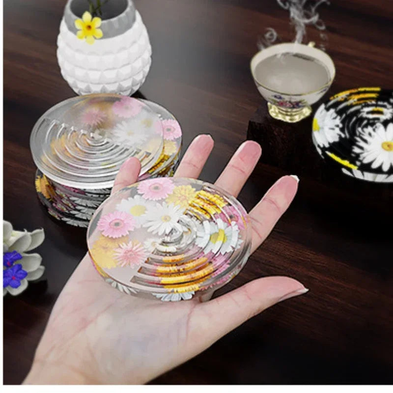 plateau decoratif silicone motif floral moderne coaster exposant bijoux transparent blanc