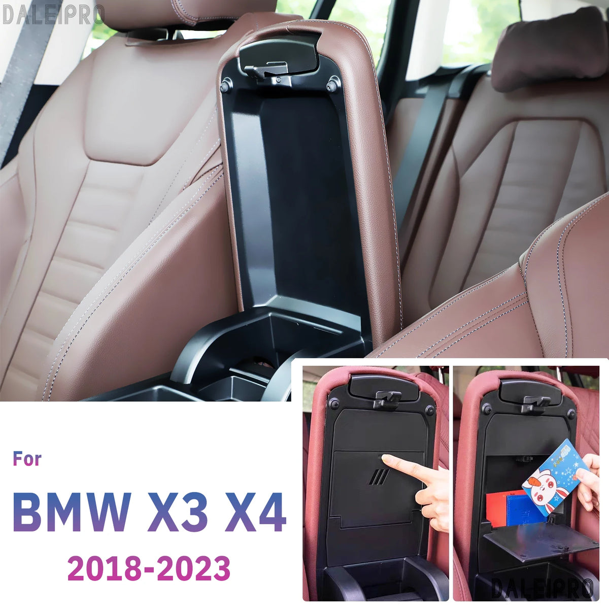 organisateur siège auto simili cuir rouge marron noir compartiments clip fixations modernes BMW X3