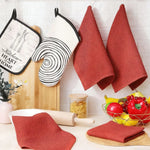 serviettes cuisine coton beige gris rouge maille fine moderne