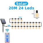 guirlande lumineuse solaire blanc chaud boules transparentes vintage clips autoinstallation led étanches ip65