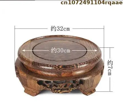 support plantes bois naturel gravures artisanal pot fleurs marron foncé display