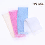 pompom bain serviettes moderne doux blanc rose vert violet jaune dentelé pratique chambre