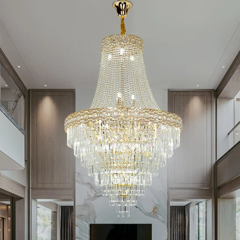 lustre cristal doré classique encastrée ampoules E14 led moderne salon hall