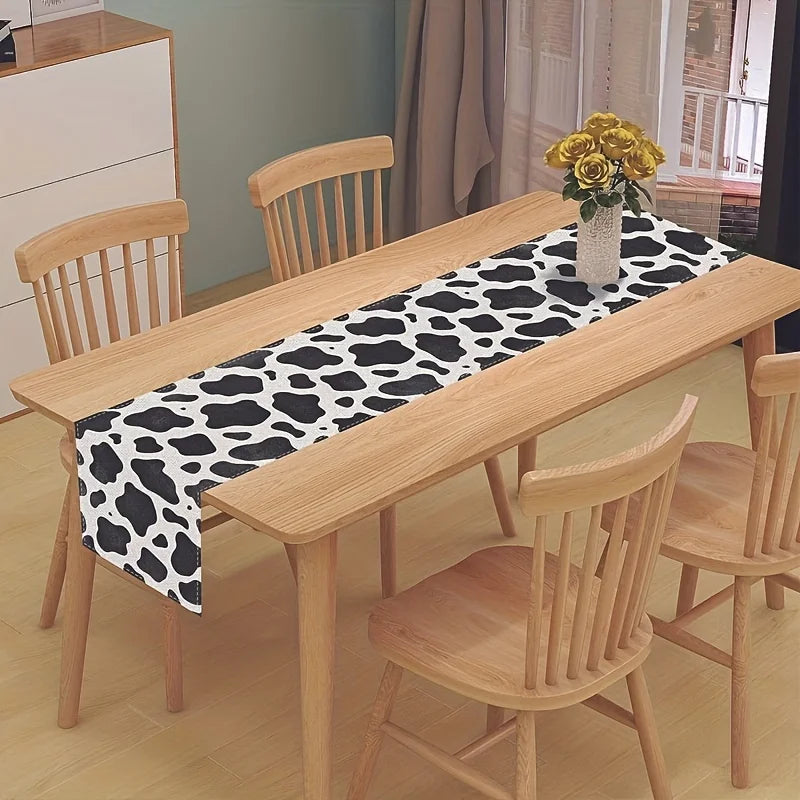 nappe table imprimée vache motifs carreaux couleurs variées rustique moderne maison polyester