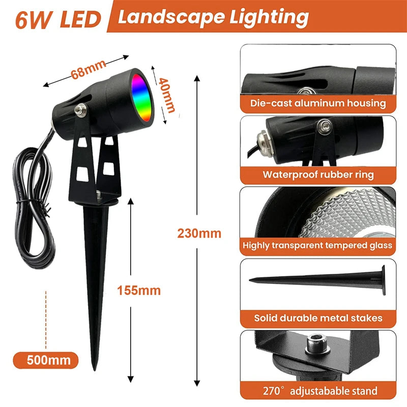 projecteur paysager led noir moderne télécommande éclairage extérieur ip65 étancheRGBO