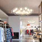 suspension lumineuse moderne boules multicolores transparentes verre nordique chambre salon