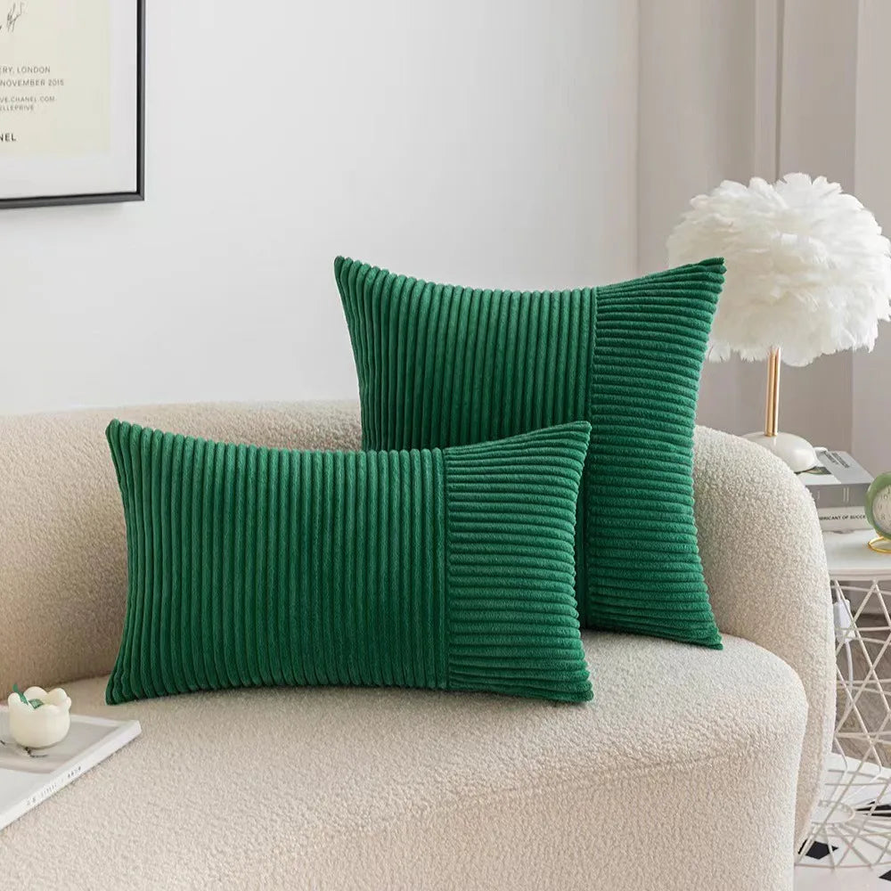 housses coussin patchwork moderne polyester coton beige rose gris vert rayures 45cm 1pc opaques