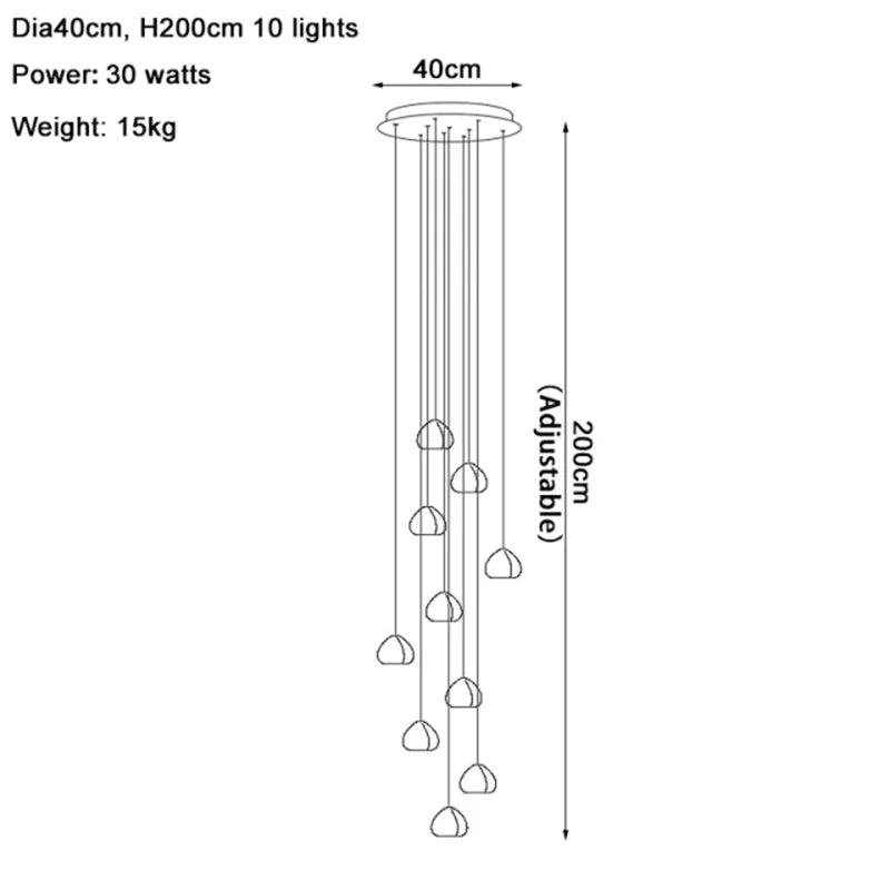 suspension lumineuse led transparente forme organique moderne 249 2000 lumens
