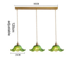 suspension lumineuse vintage transparente motifs floraux vert orange bleu