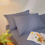 drap housse coton gris uni moderne bande élastique lit simple double grand