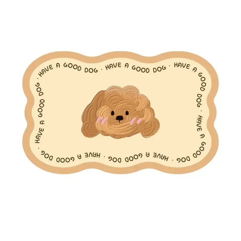 autocollant murale motif chien ours mignon texte have good dog beige rose