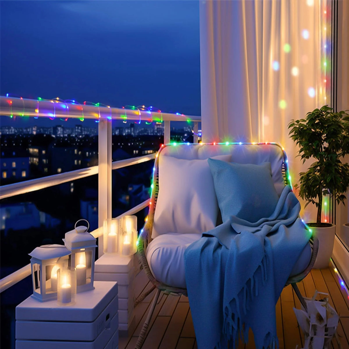 éclairage solaire extérieur guirlande led multicolore imperméable modes décoration jardin chemin balcon