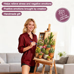 tableau peindre cactus fleurs multicolore vert jaune rose bleu art rue paysage urbain diy