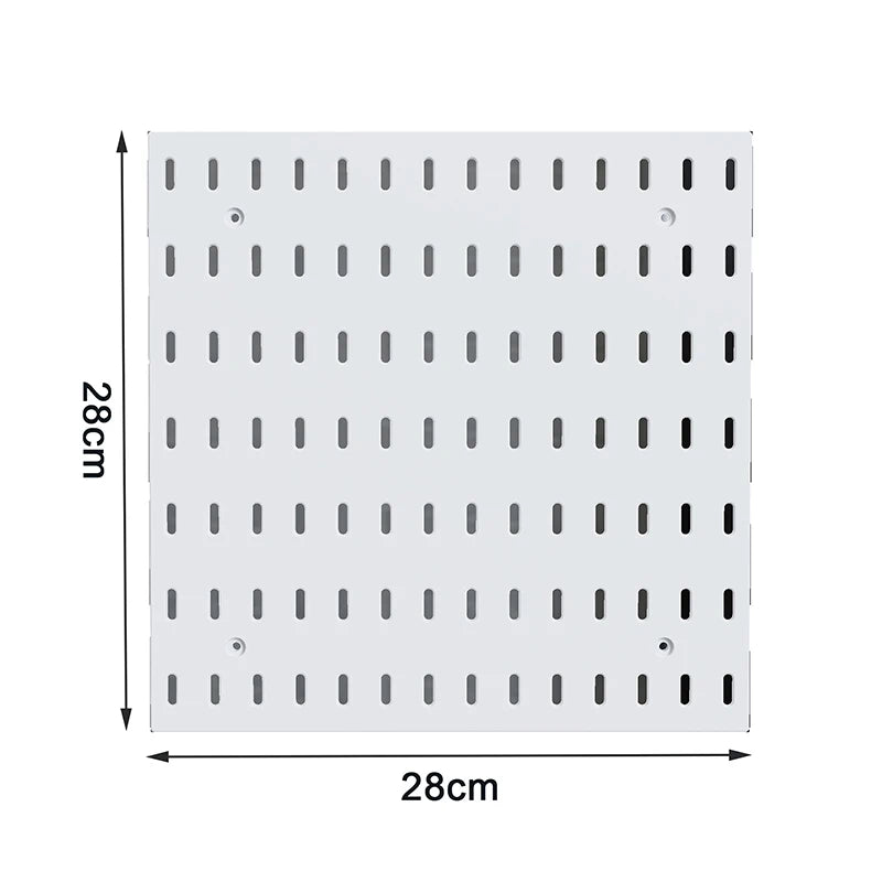 panneau rangement mural perforé blanc moderne vis clips supports suspension étiquettes accessoires cuisine