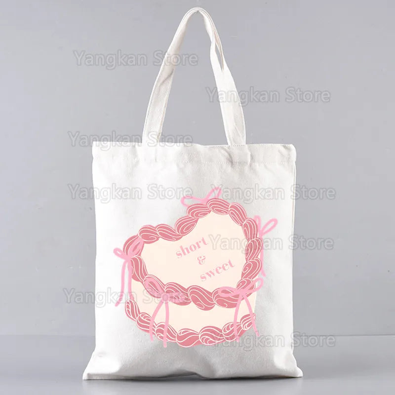sac main toile blanc dessins animés poignées détachables moderne casual