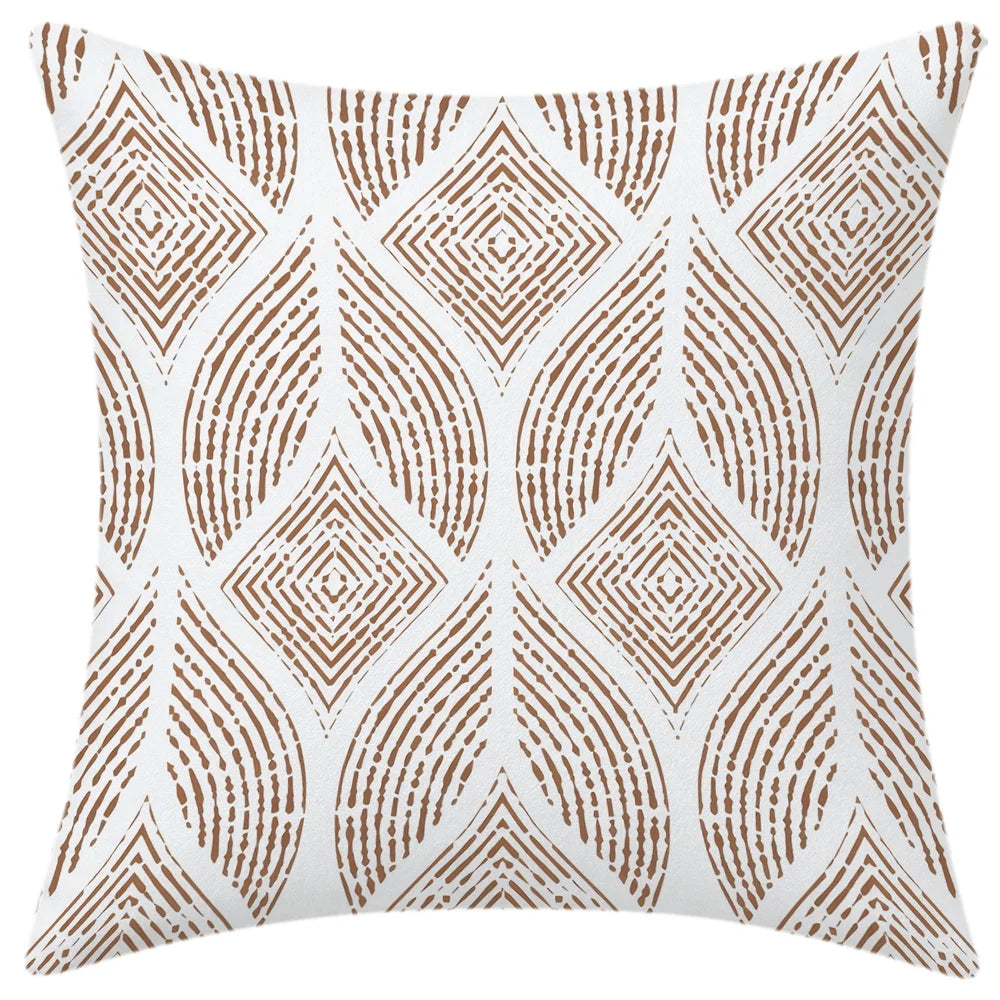lot housses coussin décoratives motifs géométriques mandalas beige blanc moderne