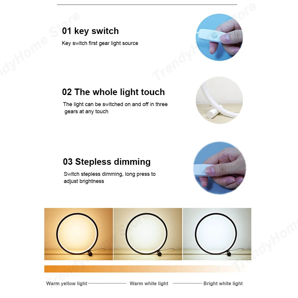 Lampe de chevet LED 25 cm sur table de nuit