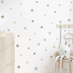 Chambre décorée avec autocollants beige étoiles