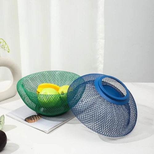 corbeille fruits maille métal verte bleue moderne minimaliste double couche capacité extra