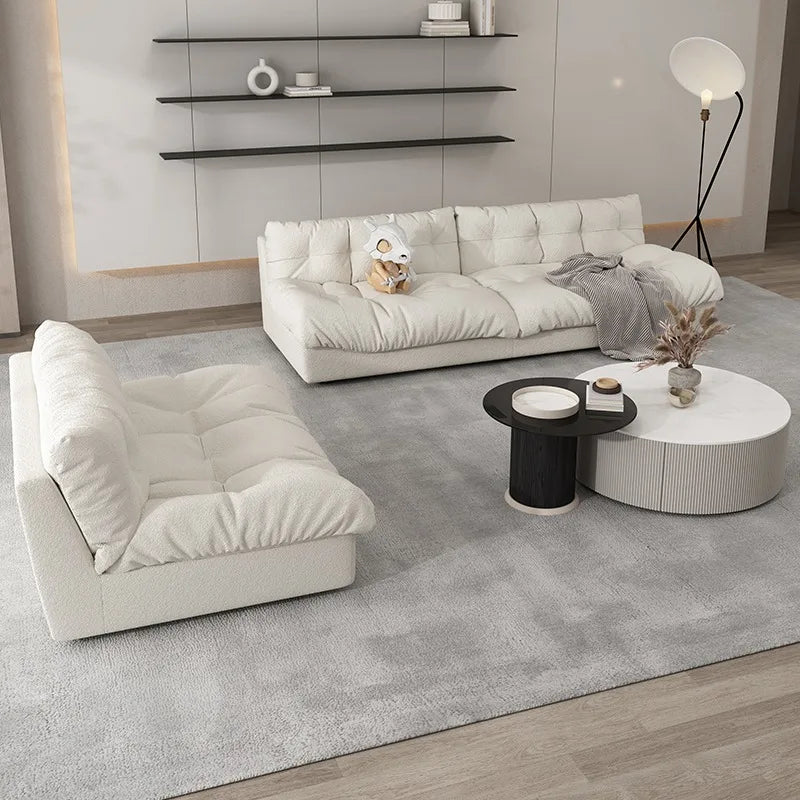 canapé blanc simili cuir moderne coussins 180 240 300 cm