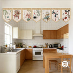 rideaux motif floral fruits lanternes traditionnels couleurs multiples maison