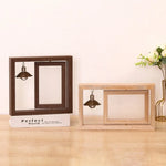 cadre photo double face bois marron rustique suspendu élément décoratif petite lampe cœur bois