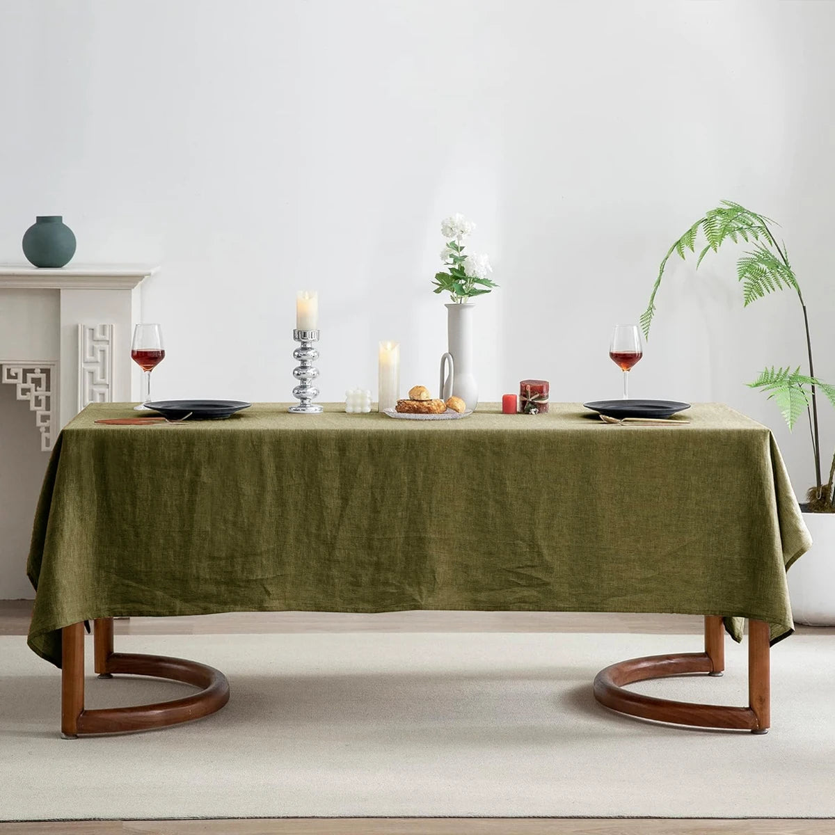 nappe table polyester rose jaune vert olive texture lin moderne imperméable mariage fête kitchen