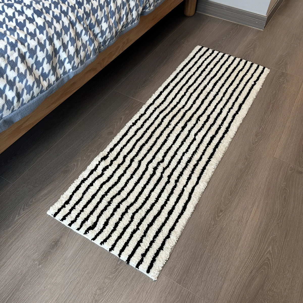 tapis moderne blanc vert rayures antidérapant salle bain buanderie entrée minimaliste non glissant machine